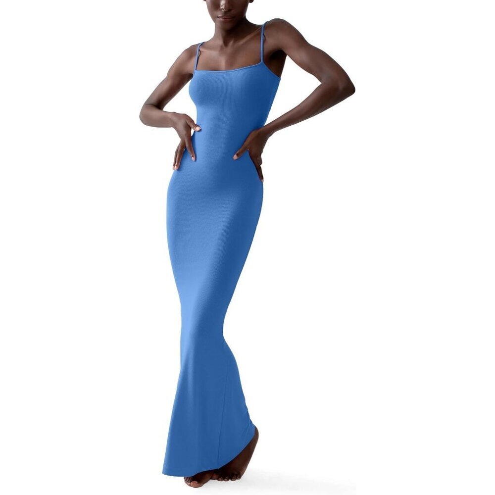 Women Pool Lounge Long Slip Sexy Sleeveless Backless Bodycon Maxi Dress